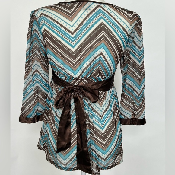 Women’s Vintage Y2K babydoll Fairygoth Teal and Chocolate shear Top size small - Picture 6 of 7